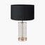 Westwood Clear Glass and Champagne Metal Table Lamp Base with Harry 35cm Black Cotton Mix Cylinder Lampshade