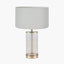 Westwood Clear Glass and Champagne Metal Table Lamp Base with Harry 35cm Ivory Cotton Mix Cylinder Lampshade