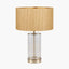 Westwood Clear Glass and Champagne Metal Table Lamp Base with Stellan 35cm Gold Slubbed Silk Mix Gold Lined Cylinder Lampshade