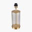Westwood Clear Glass and Champagne Metal Table Lamp Base with Stellan 35cm Green Slubbed Silk Mix Gold Lined Cylinder Lampshade