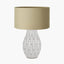 Gaudi White Stoneware Geometric Table Lamp Base with Harry 35cm Taupe Cotton Mix Cylinder Lampshade