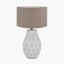 Gaudi White Stoneware Geometric Table Lamp Base with Edward 35cm Natural Linen Cylinder Lampshade