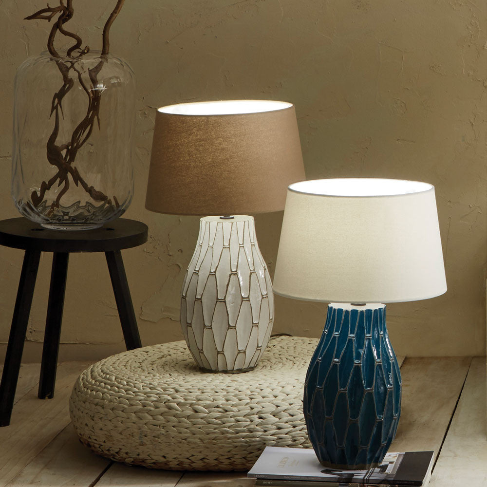 Gaudi White Stoneware Geometric Table Lamp - Base Only