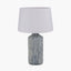 Bude Blue and White Stripe Stoneware Table Lamp Base with Winston 40cm White Handloom Tapered Lampshade