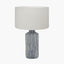Bude Blue and White Stripe Stoneware Table Lamp Base with Henry 40cm White Handloom Cylinder Lampshade