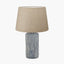 Bude Blue and White Stripe Stoneware Table Lamp Base with Milos 40cm Natural Linen Tapered Lampshade