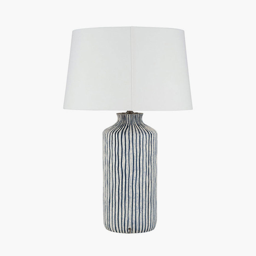 Bude Blue and White Stripe Stoneware Table Lamp - Base Only