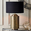Zuri Large Antique Brass Metal Pot Table Lamp Base with Harry 45cm Black Cotton Mix Cylinder Lampshade