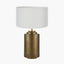 Zuri Large Antique Brass Metal Pot Table Lamp Base with Harry 45cm Ivory Cotton Mix Cylinder Lampshade