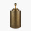 Zuri Large Antique Brass Metal Pot Table Lamp Base with Henry 45cm Grey Handloom Cylinder Lampshade