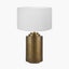 Zuri Large Antique Brass Metal Pot Table Lamp Base with Henry 45cm White Handloom Cylinder Lampshade