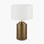 Zuri Large Antique Brass Metal Pot Table Lamp Base with Lino 45cm White Self Lined Linen Cylinder Lampshade