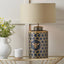Black Honeycomb Hand Painted Metal Table Lamp Base with Harry 45cm Taupe Cotton Mix Cylinder Lampshade