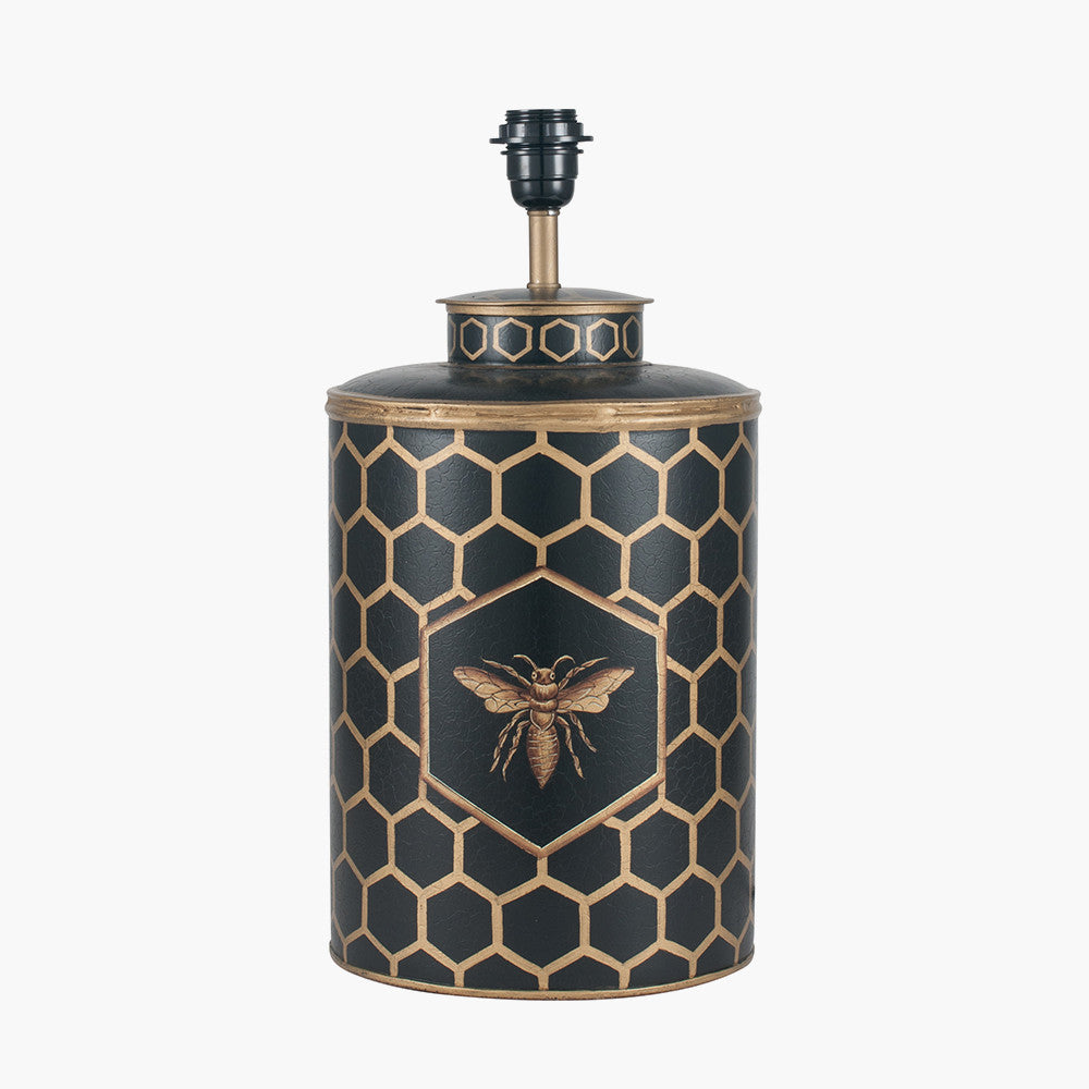 Black Honeycomb Hand Painted Metal Table Lamp - Base Only