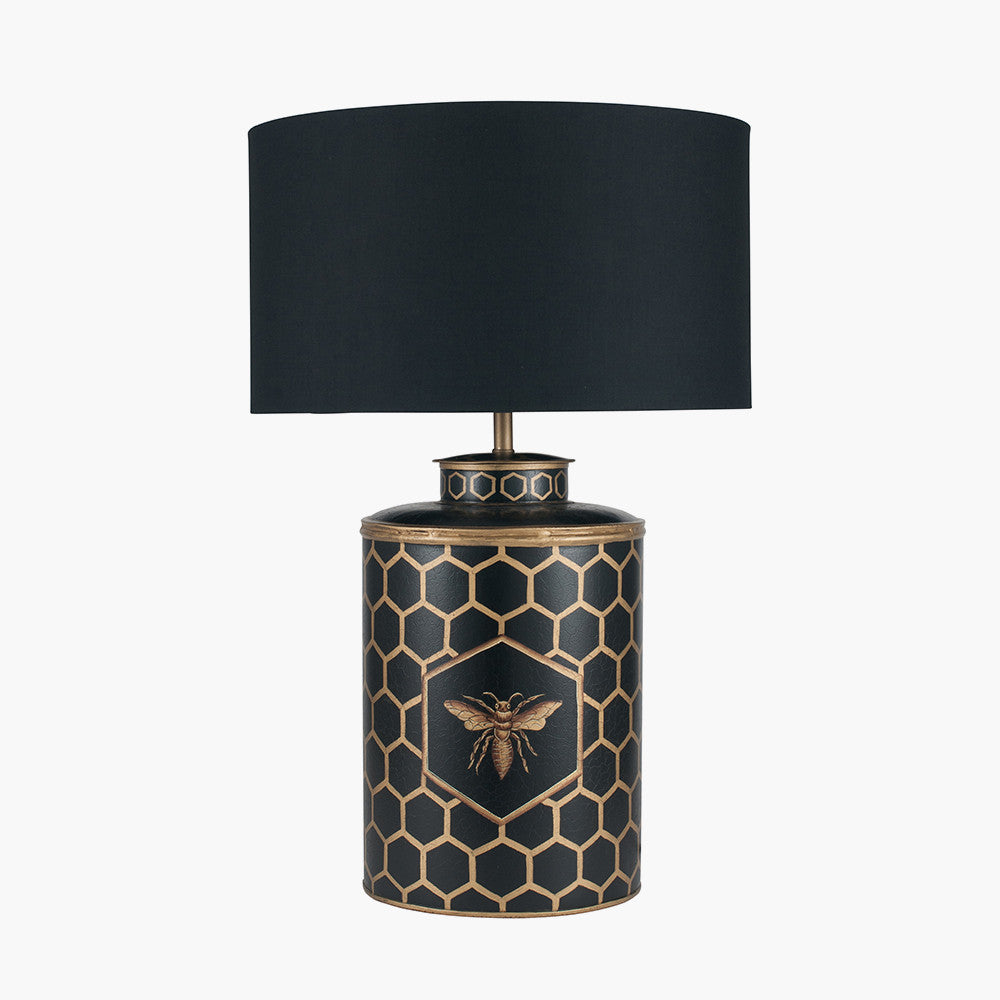 Black Honeycomb Hand Painted Metal Table Lamp - Base Only