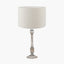 Captiva Grey Wash Mango Wood Table Lamp Base with Rouen 35cm White Boucle Cylinder Lampshade