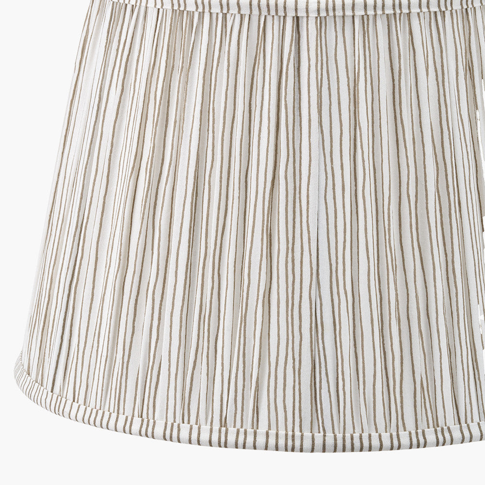 Captiva Grey Wash Mango Wood Table Lamp Base with Thiago 35cm Natural Stripe Mushroom Pleat Tapered Lampshade