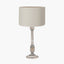 Captiva Grey Wash Mango Wood Table Lamp Base with Lino 35cm Grey Self Lined Linen Cylinder Lampshade