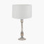 Captiva Grey Wash Mango Wood Table Lamp Base with Lino 35cm White Self Lined Linen Cylinder Lampshade