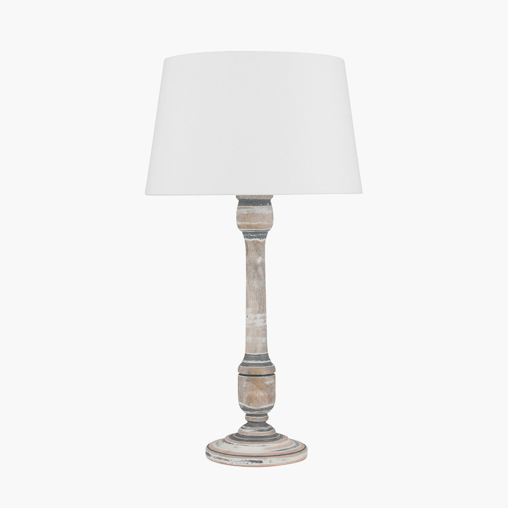 Captiva Vintage Grey and White Wash Mango Wood Table Lamp - Base Only