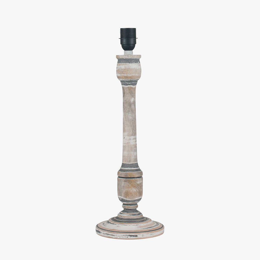 Captiva Vintage Grey and White Wash Mango Wood Table Lamp - Base Only