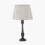 Captiva Antique Black Mango Wood Table Lamp Base with Thiago 35cm Natural Stripe Mushroom Pleat Tapered Lampshade