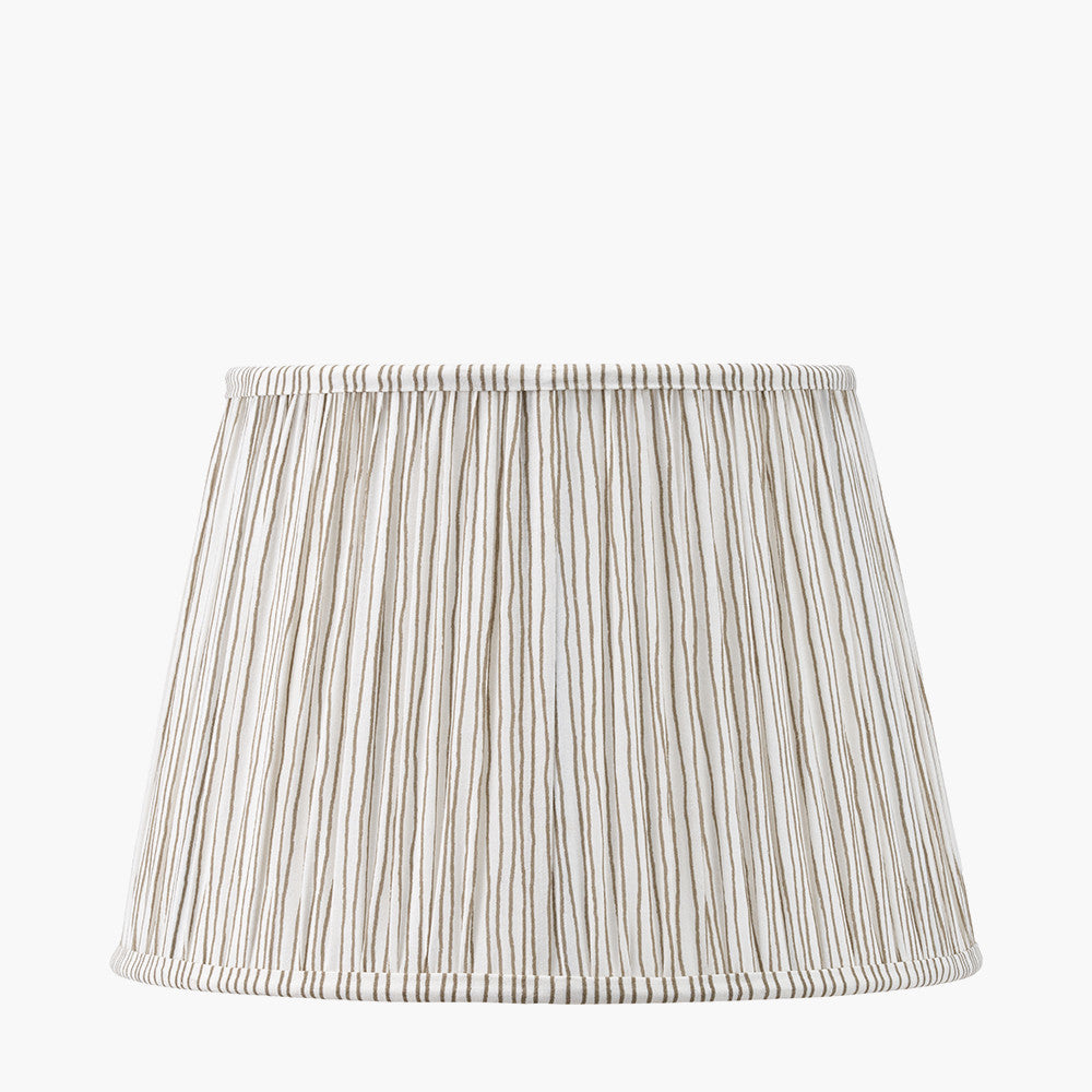 Captiva Antique Black Mango Wood Table Lamp Base with Thiago 35cm Natural Stripe Mushroom Pleat Tapered Lampshade
