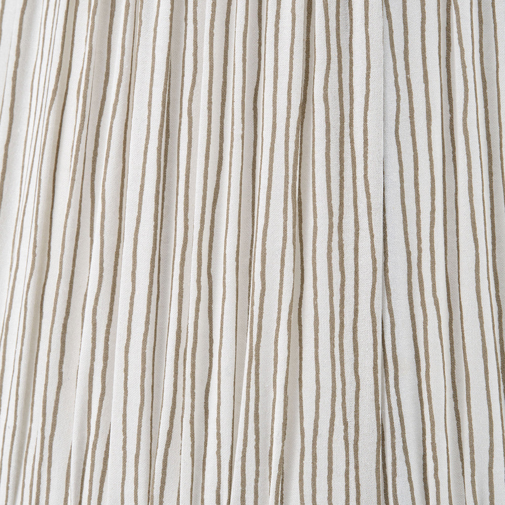 Captiva Antique Black Mango Wood Table Lamp Base with Thiago 35cm Natural Stripe Mushroom Pleat Tapered Lampshade