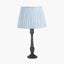 Captiva Antique Black Mango Wood Table Lamp Base with Thiago 35cm Ocean Blue Stripe Mushroom Pleat Tapered Lampshade