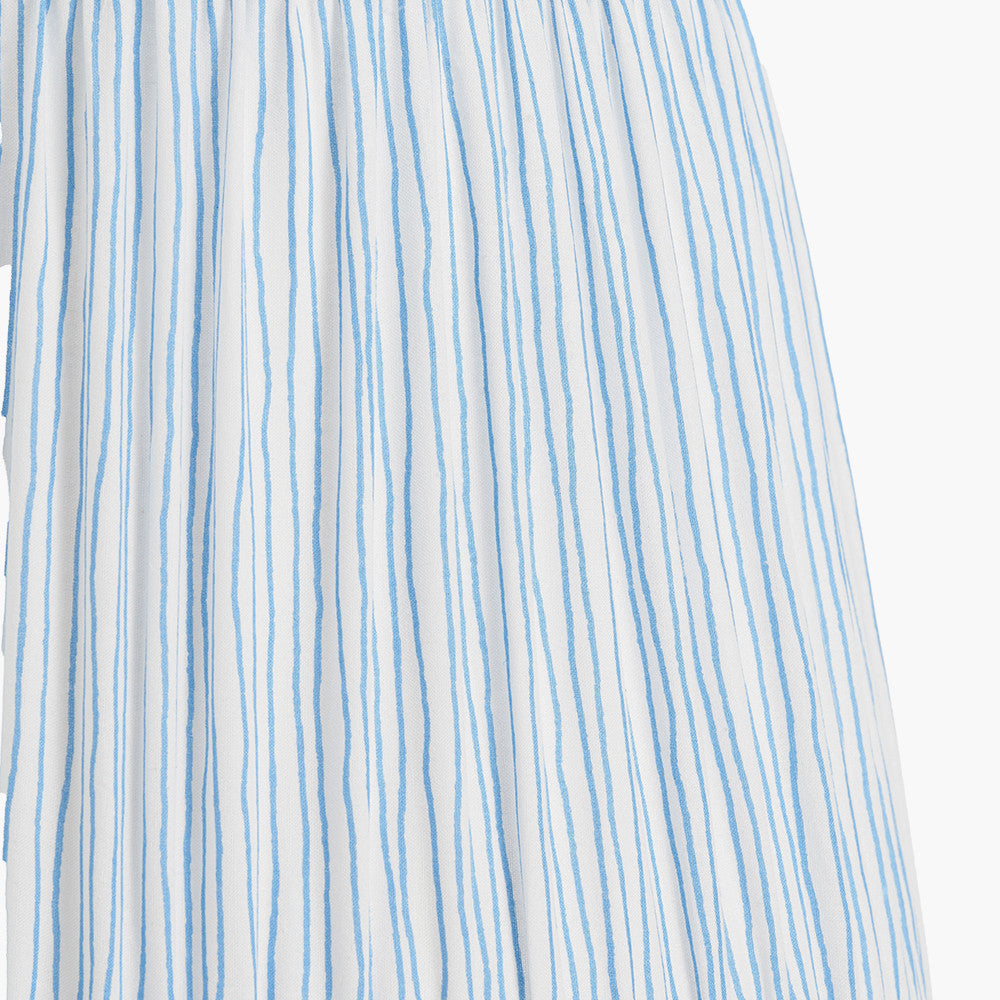 Captiva Antique Black Mango Wood Table Lamp Base with Thiago 35cm Ocean Blue Stripe Mushroom Pleat Tapered Lampshade