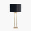 Langston Satin Brass Metal Column Table Lamp Base with Bow 40cm Black Velvet Cylinder Lampshade