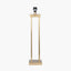 Langston Satin Brass Metal Column Table Lamp Base with Bow 40cm Black Velvet Cylinder Lampshade