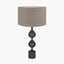 Asilah Matt Black Aluminium Tall Footed Table Lamp Base with Edward 40cm Natural Linen Cylinder Lampshade