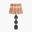 Asilah Matt Black Aluminium Tall Footed Table Lamp Base with Izara 40cm Cinnamon Ikat Patterned Mushroom Pleat Tapered Lampshade