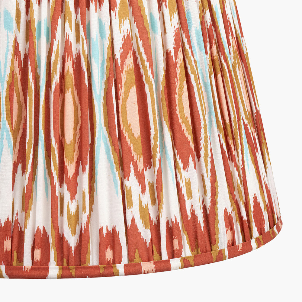 Asilah Matt Black Aluminium Tall Footed Table Lamp Base with Izara 40cm Cinnamon Ikat Patterned Mushroom Pleat Tapered Lampshade