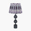 Asilah Matt Black Aluminium Tall Footed Table Lamp Base with Izara 40cm Lilac Ikat Patterned Mushroom Pleat Tapered Lampshade