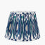 Asilah Matt Black Aluminium Tall Footed Table Lamp Base with Izara 40cm Ocean Blue Ikat Patterned Mushroom Pleat Tapered Lampshade