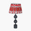 Asilah Matt Black Aluminium Tall Footed Table Lamp Base with Izara 40cm Red Ikat Patterned Mushroom Pleat Tapered Lampshade