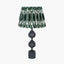 Asilah Matt Black Aluminium Tall Footed Table Lamp Base with Izara 40cm Racing Green Ikat Patterned Mushroom Pleat Tapered Lampshade