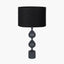 Asilah Matt Black Aluminium Tall Footed Table Lamp Base with Lino 40cm Black Self Lined Linen Cylinder Lampshade