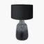 Vulcan Textured Volcanic Effect Grey Stoneware Table Lamp Base with Harry 35cm Black Cotton Mix Cylinder Lampshade