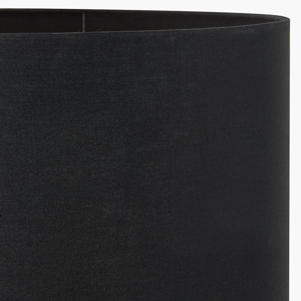 Vulcan Textured Volcanic Effect Grey Stoneware Table Lamp Base with Harry 35cm Black Cotton Mix Cylinder Lampshade