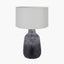 Vulcan Textured Volcanic Effect Grey Stoneware Table Lamp Base with Harry 35cm Ivory Cotton Mix Cylinder Lampshade
