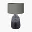 Vulcan Textured Volcanic Effect Grey Stoneware Table Lamp Base with Harry 35cm Steel Grey Cotton Mix Cylinder Lampshade