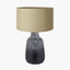 Vulcan Textured Volcanic Effect Grey Stoneware Table Lamp Base with Harry 35cm Taupe Cotton Mix Cylinder Lampshade