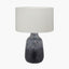 Vulcan Textured Volcanic Effect Grey Stoneware Table Lamp Base with Henry 35cm White Handloom Cylinder Lampshade