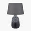 Vulcan Textured Volcanic Effect Grey Stoneware Table Lamp Base with Lys 40cm Steel Grey Self Lined Linen Tapered Lampshade