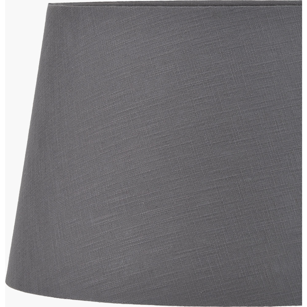 Vulcan Textured Volcanic Effect Grey Stoneware Table Lamp Base with Lys 40cm Steel Grey Self Lined Linen Tapered Lampshade