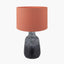 Vulcan Textured Volcanic Effect Grey Stoneware Table Lamp Base with Lino 35cm Cinnamon Self Lined Linen Cylinder Lampshade