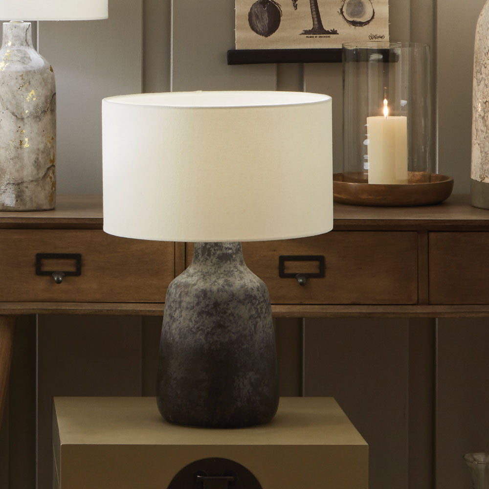Vulcan Textured Volcanic Effect Grey Stoneware Table Lamp - Base Only